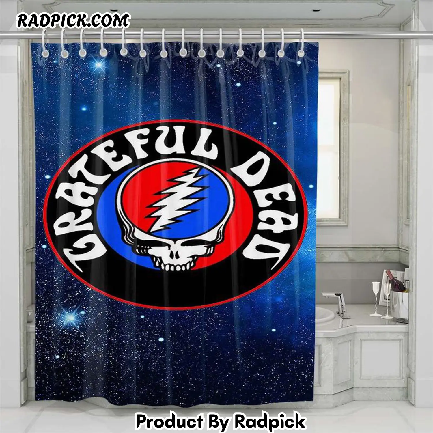 Grateful dead america rock band shower curtain set for bathroom decor gift for friends rp387853